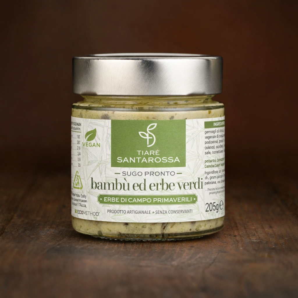 sugo pronto di bambù con erbe verdi